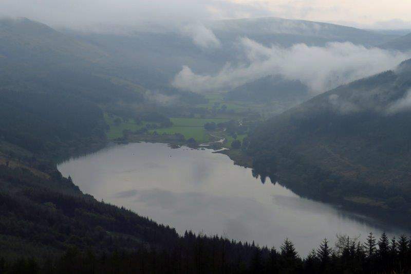 Looking down on Talybont Reservoir