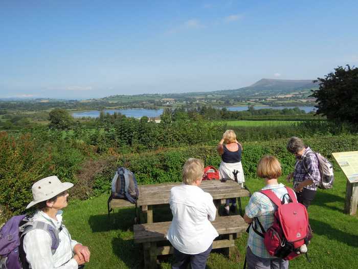 After a few hundred yards we reach the village hall where we picnic and look at more views