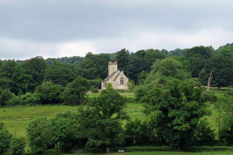 Pitchcombe Church across the valley
