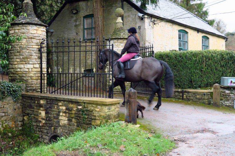 As we watch a horse and rider go into the Manor