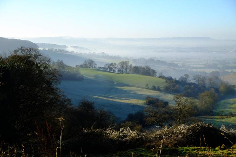 With views down into the valley shrouded in mist