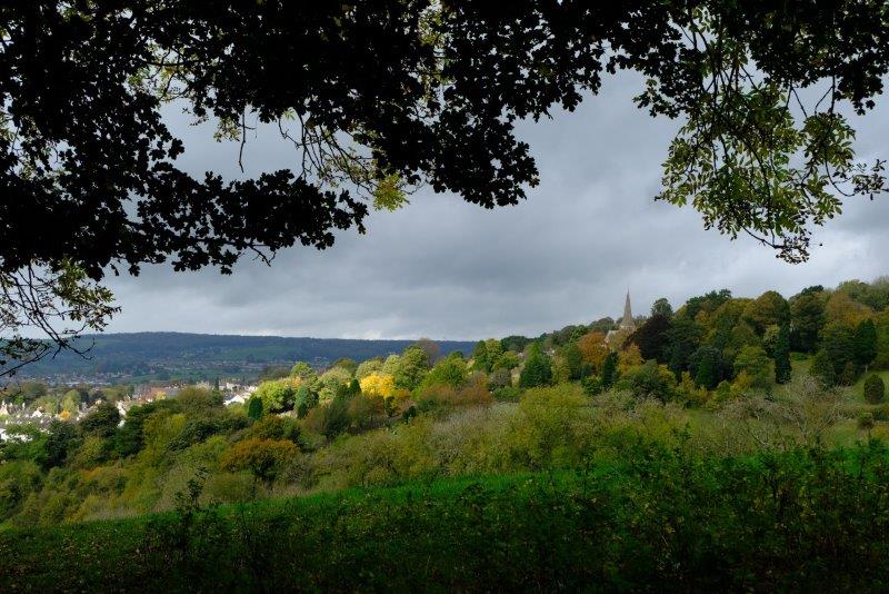 Looking across Stroud and the cemetery