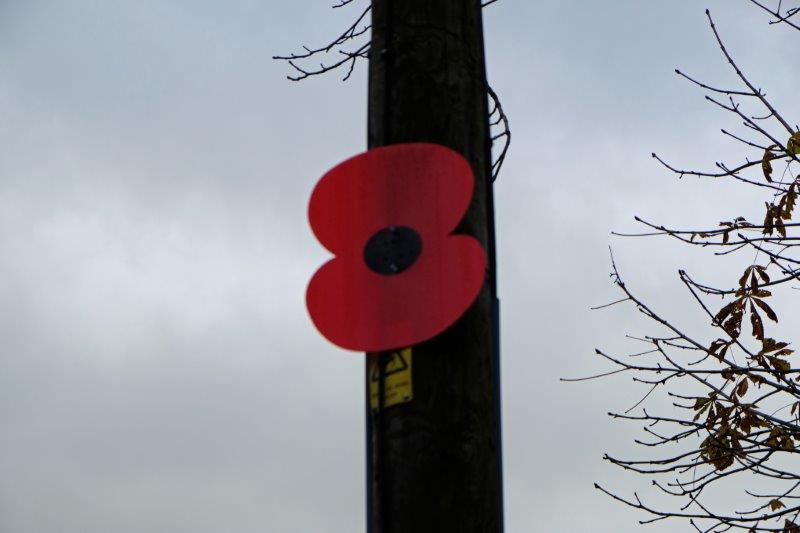 Into South Cerney where preparations for Armistice Day are in place