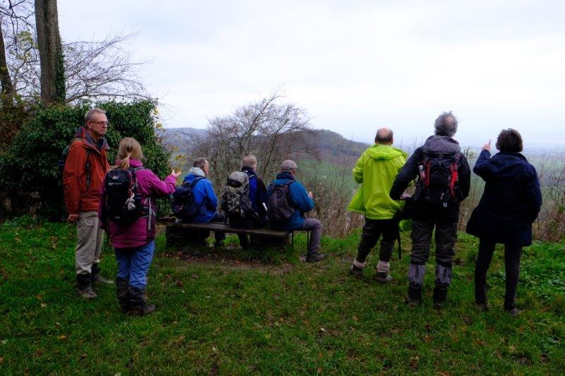 We arrive at the viewpoint on the edge of Uley Bury