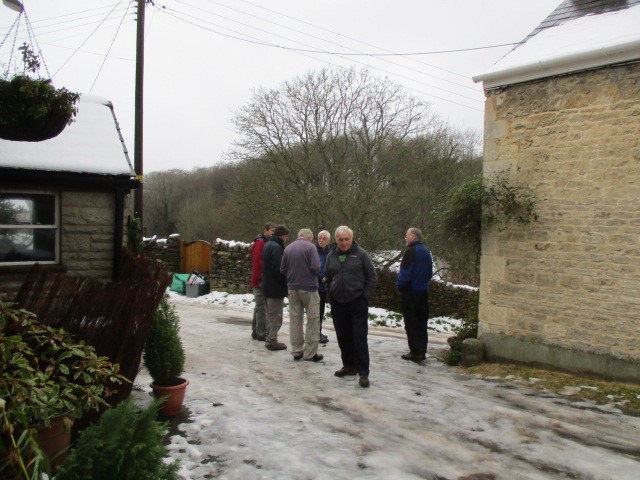 Six Ramblers discuss how to move Tim's car that is stuck at the entrance to the car park before eventually deciding this is mad and we all go home (including Tim)