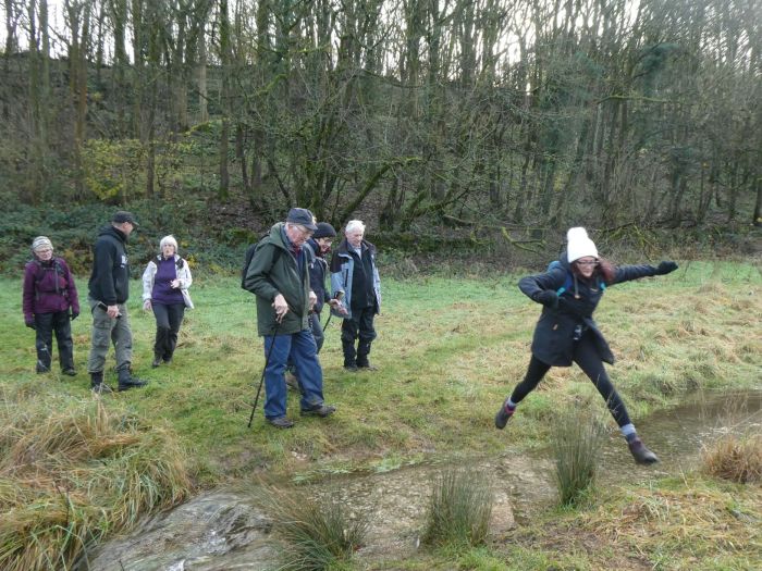 Some are more athletic in crossing the Battlescombe stream than others