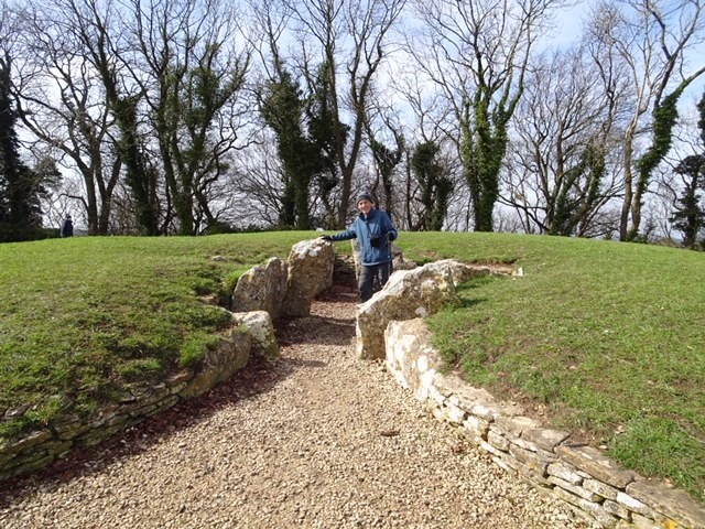 Pete checks on Nympsfield Long Barrow