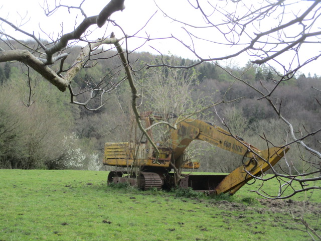 Tractor excavator in field (you can tell I'm walking with Keith!)