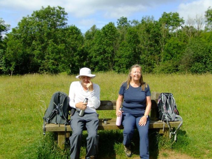 Lawrence and Olivia enjoy a sunny coffee break on Rudge hill