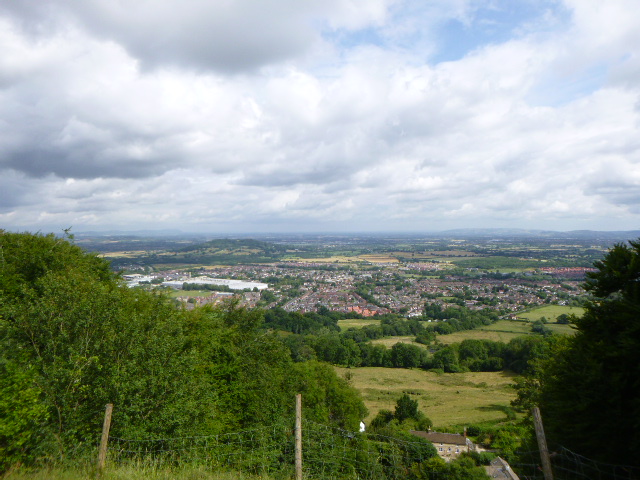 We stop at the top of the Coopers Hill cheese rolling site to look over Gloucester