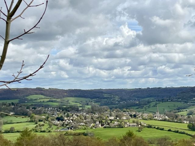 Overlooking Painswick – you can just make out the church spire on the right