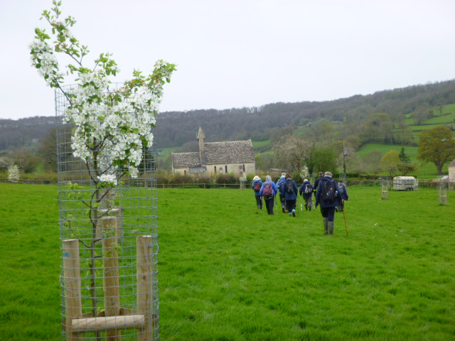 Off the main road and across fields to St. John the Baptist church at Harescombe